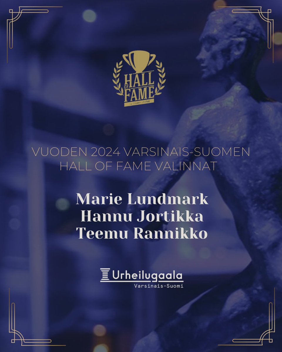 ✨ VUODEN 2024 VARSINAIS-SUOMEN HALL OF FAME VALINNAT - MARIE LUNDMARK, HANNU JORTIKKA JA TEEMU RANNIKKO✨  Suuret onnittelut Marie, Hannulle ja @trannikko9 #vsug #varsinaissuomenurheilugaala #liikuntaelämäntavaksi
