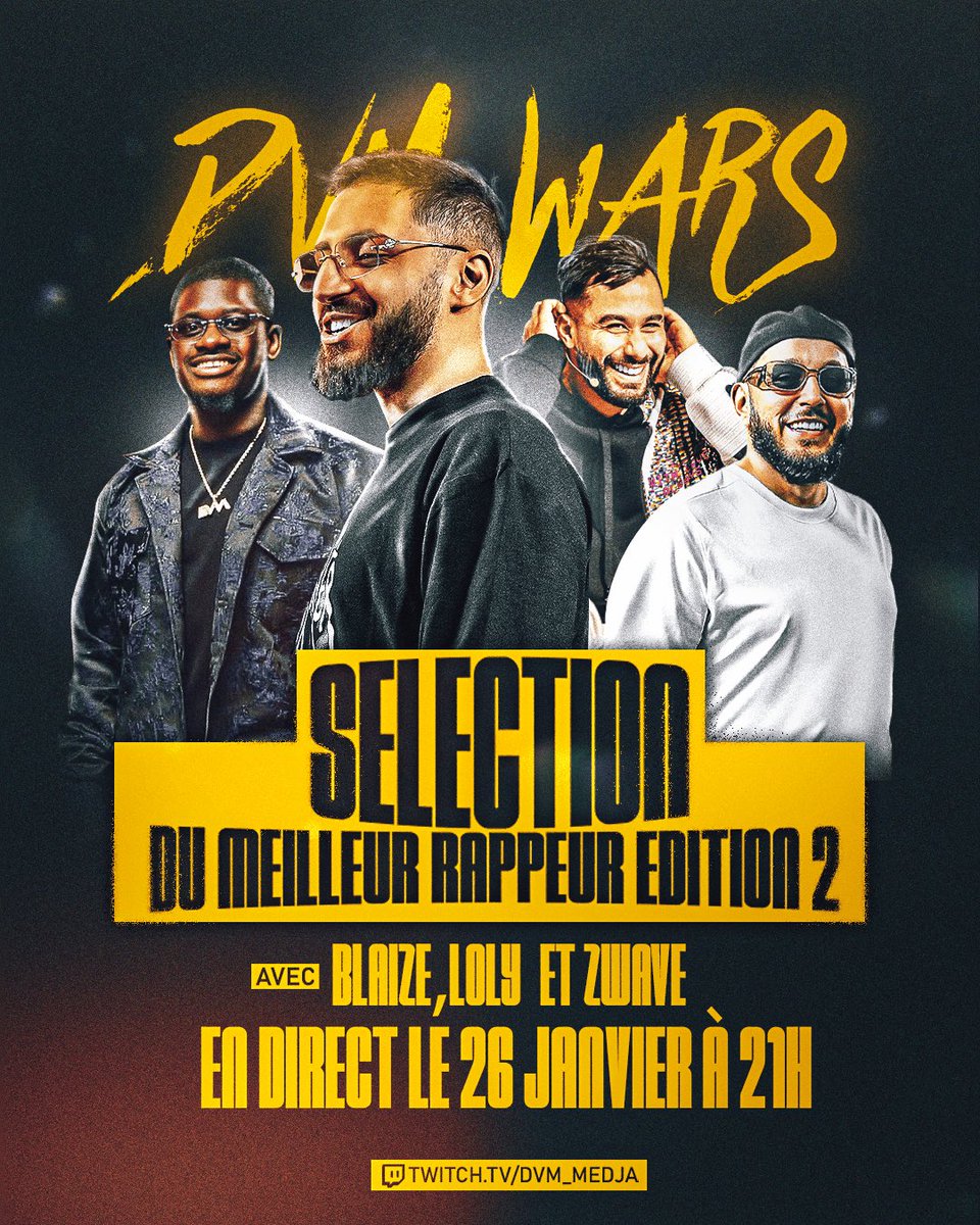 Medjalive's tweet photo. 🚨 DVM WARS #2 🚨

Demain à 21 h juste après le match de DVM ESPORT vs Zerance ! 

Avec @GamingZwave @BlaizeDVM @loly_mohasey et moi même 😁

À demain la famille à 16h45 en live pour le match ! https://t.co/2Jy8fxsfp2