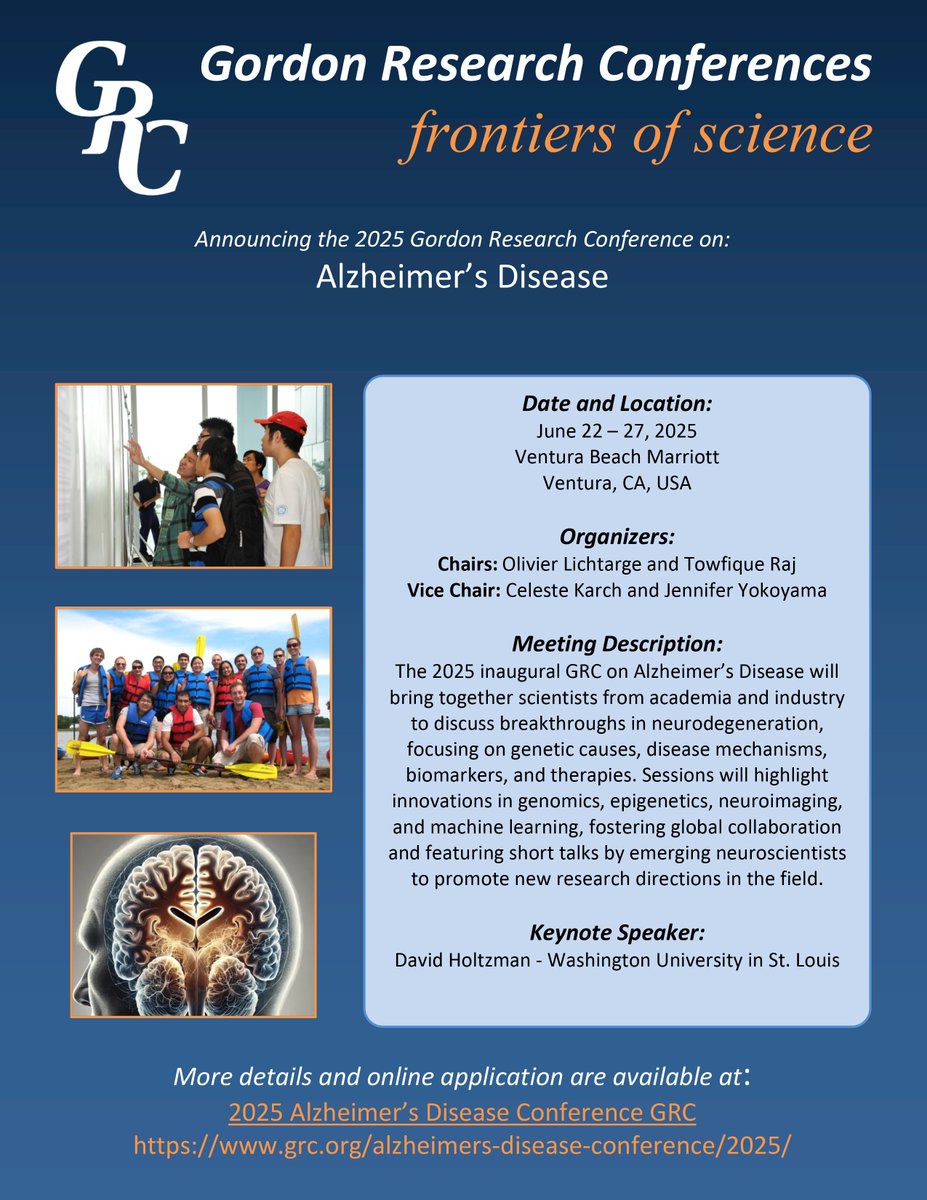 Friedman Brain Institute (@sinaibrain) on Twitter photo LOOKING FORWARD to the inaugural #Alzheimer’s <a href="/GordonConf/">Gordon Research Conferences</a> co-chaired by <a href="/towfiqueRaj/">Towfique Raj</a> & <a href="/bcmhouston/">BCMHouston</a>’s Olivier Lichtarge. Vice Chair’s: <a href="/karchlab/">Celeste Karch</a> & <a href="/YokoyamaLabUCSF/">Jennifer Yokoyama</a>. Delve into #AI/#ML, #omics, stat. genetics, fungen, sysbio, #neuroimaging, & more. REGISTER👉grc.org/alzheimers-dis… LOOKING FORWARD to the inaugural #Alzheimer’s <a href="/GordonConf/">Gordon Research Conferences</a> co-chaired by <a href="/towfiqueRaj/">Towfique Raj</a> & <a href="/bcmhouston/">BCMHouston</a>’s Olivier Lichtarge. Vice Chair’s: <a href="/karchlab/">Celeste Karch</a> & <a href="/YokoyamaLabUCSF/">Jennifer Yokoyama</a>. Delve into #AI/#ML, #omics, stat. genetics, fungen, sysbio, #neuroimaging, & more. REGISTER👉grc.org/alzheimers-dis…