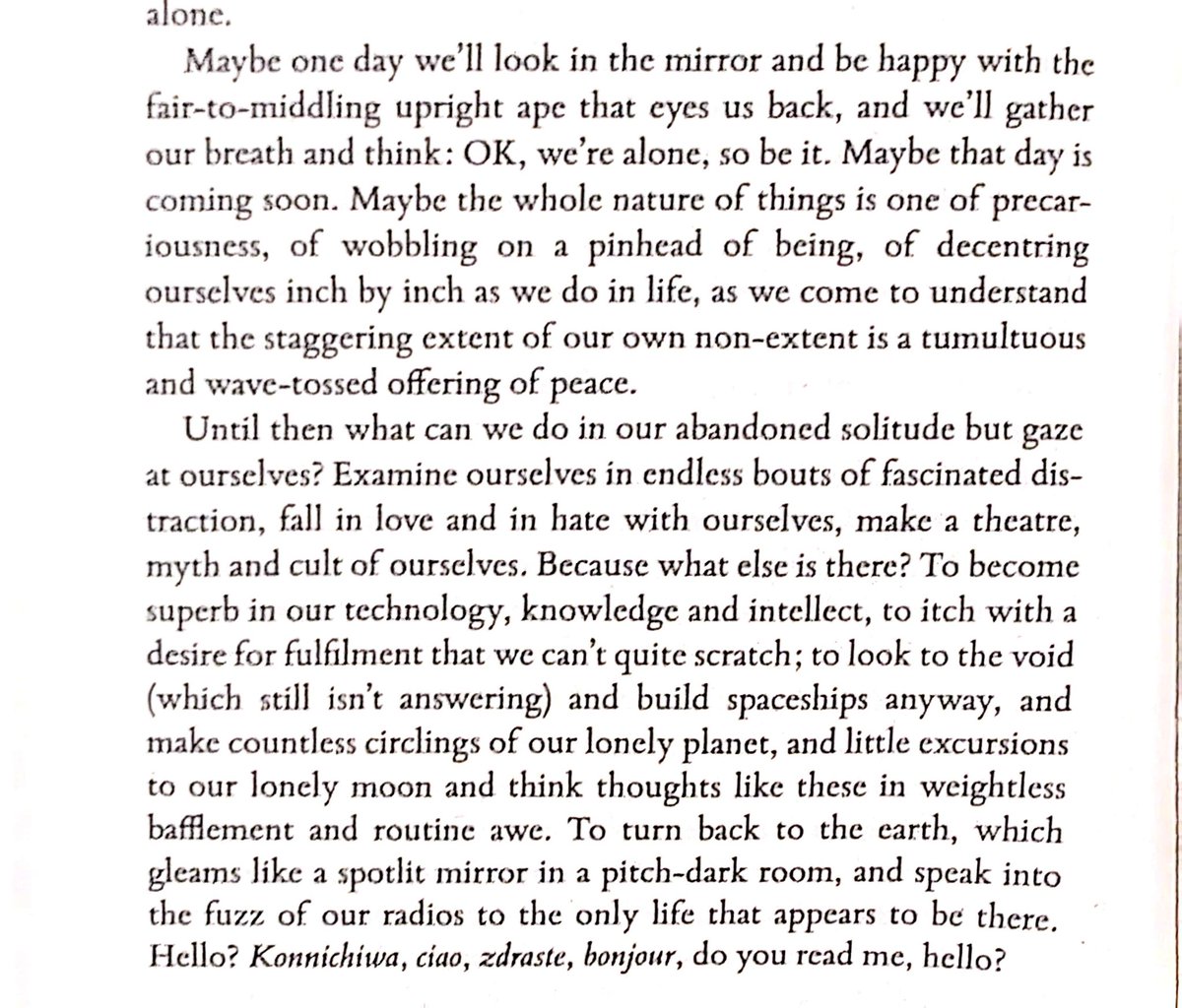 desi_disco's tweet image. currently reading orbital by samantha harvey and the prose is so beautiful? here's one of the best reflections on the human condition i've read in a while: