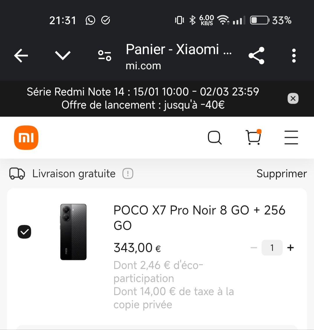 mikygui's tweet photo. @XiaomiFrance Je voudrais acheter le Poco x7 pro sur Xiaomi en m'inscrivant pour avoir une réduction mais le coupon reçu fonctionne pas. Entre temps je trouve le meme  moins cher sur Amazon.
Pouvez-vous vous aligner, cela montrerait que vous savez ecouter les clients. Merci https://t.co/ij44jdRluQ