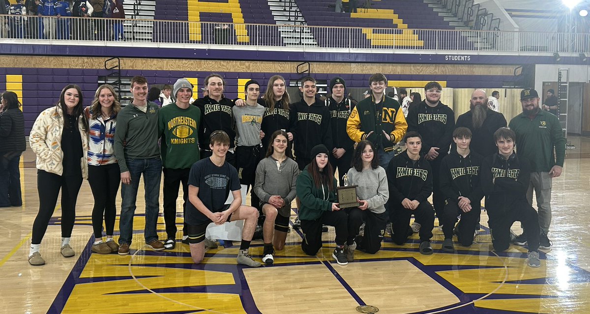 go_nws_knights's tweet photo. TEC VICTORY! Northeastern Knights are 2025 Wrestling TEC Champions!! It’s a great day to be a KNIGHT! https://t.co/DjmWCfZ8ui