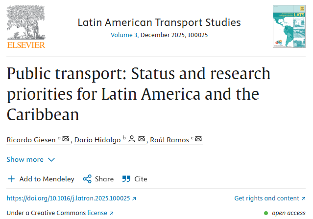 Importancia del transporte público urbano, su estado y retos en América Latina y avances y necesidades de investigación ¿Cómo está Bogotá?
Nota <a href="/lasillavacia/">La Silla Vacía</a> #RedCachaca sobre publicación con <a href="/RicardoGiesen/">Ricardo Giesen</a> y <a href="/rramos86/">Raúl Ramos</a> en LATRAN <a href="/Transport_ELS/">Elsevier Transport</a>   
lasillavacia.com/red-de-experto…