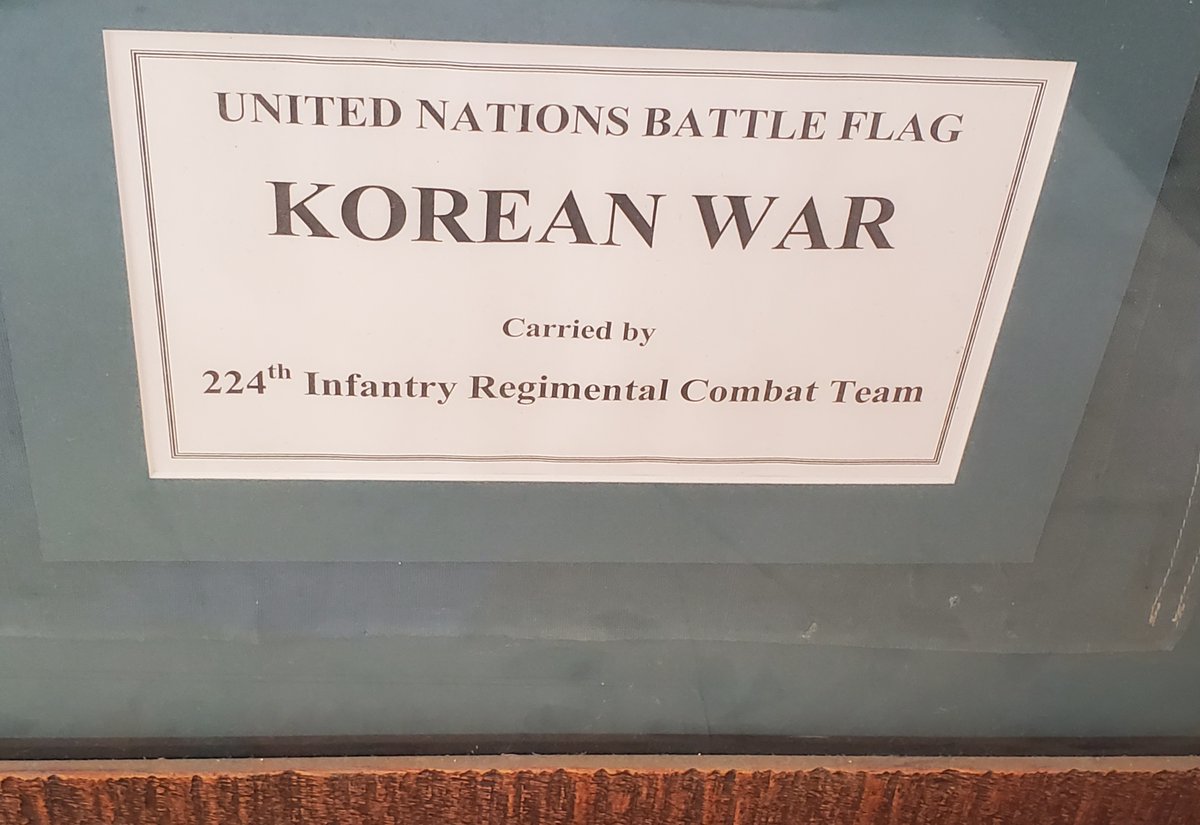 ssgcav's tweet image. Artifact of the day, this framed United Nations Battle Flag carried by the 224th Infantry Regimental Combat Team, during the Korean War. This Flag is on display at the 79th Infantry Brigade Combat Team Headquarters in San Diego, California.
#Koreanwar #40thID #Battleflag