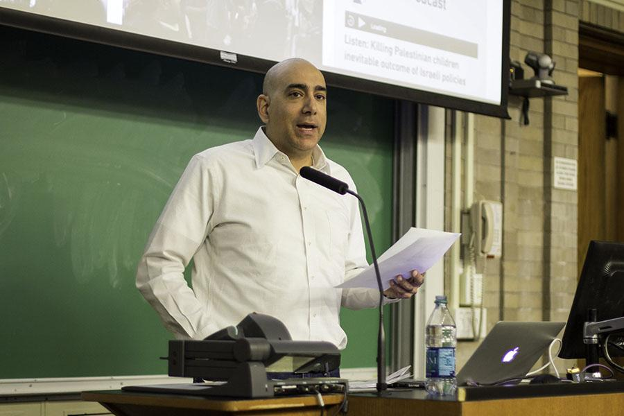 PalestineChron's tweet photo. 🚨We strongly condemn the arrest of @AliAbunimah , Executive Director of Electronic Intifada @intifada , by Swiss police ahead of a speaking event. Free speech and solidarity with Palestine must not be criminalized. Journalism is not a crime. #FreeAliAbunimah #SolidarityWithPalestine