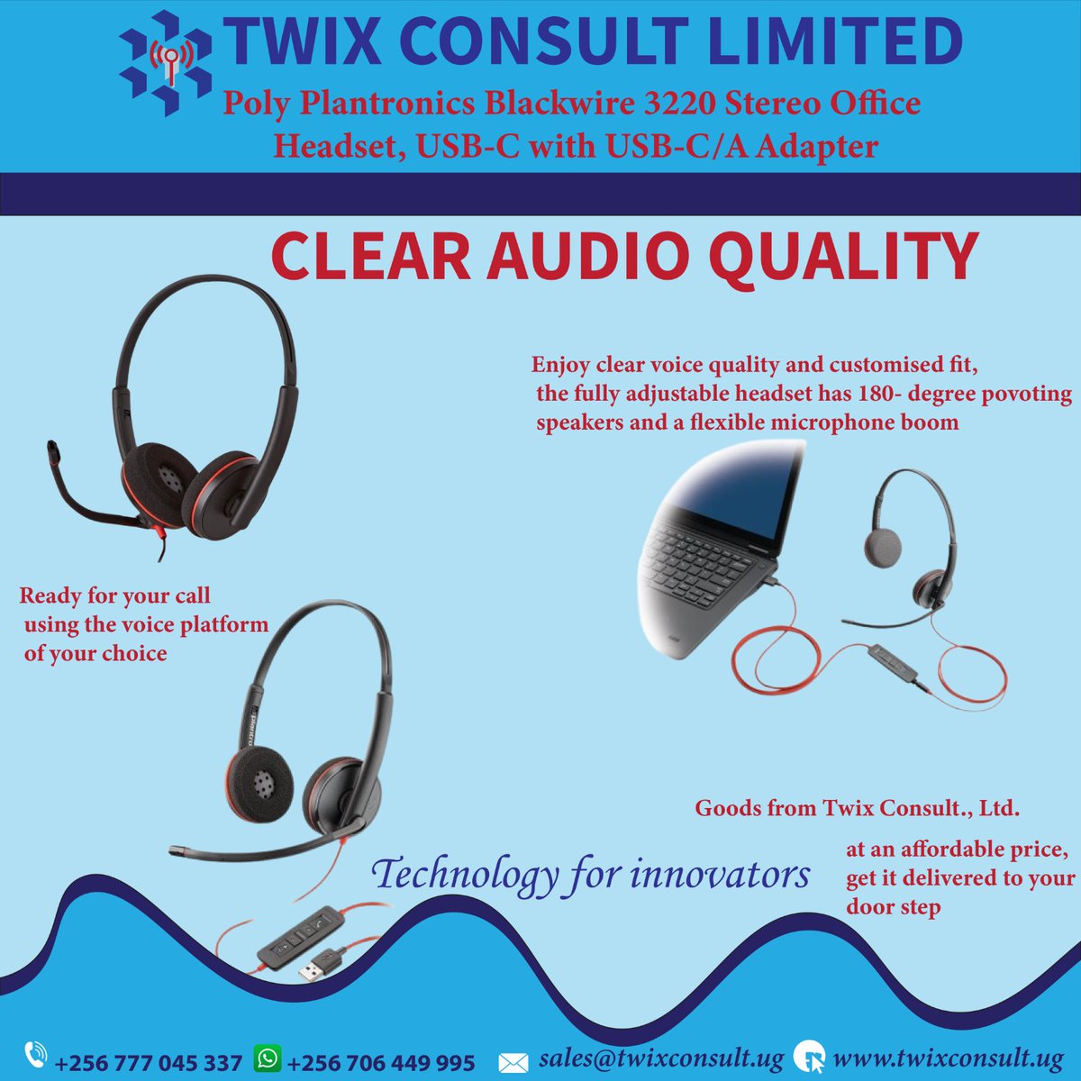 🎧 Plantronics C3320 Headset – Clear audio, all-day comfort, and a noise-canceling mic for distraction-free calls!
Perfect for work or study with USB plug-and-play
📞 Call us on 0775045337 | 🌐 Visit twixconsult.ug
#Plantronics #ClearCommunication #TwixConsult