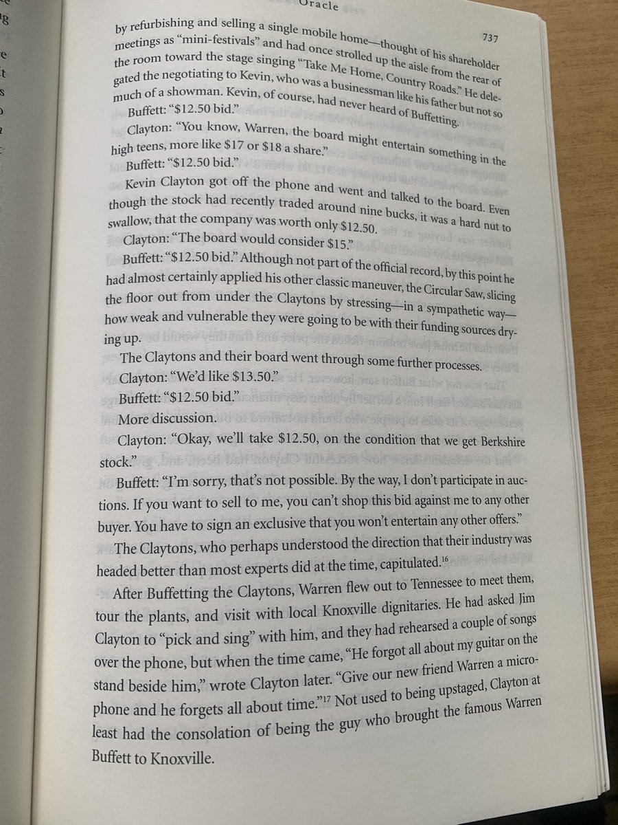 F_Compounders's tweet photo. Negotiating with Warren Buffett seems to be pretty tuff . 

This is when he was negotiating to buy Clayton Homes https://t.co/gSaUbWU0mq