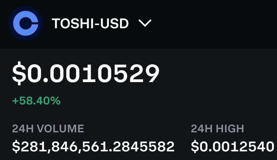 Congratulations to all those that listened to my @Toshi_base thesis on YouTube aswell as my X.

$TOSHI ATH has been hit @ 500m and deleted a ZERO

Send it to billions, lots of billions with HASTE