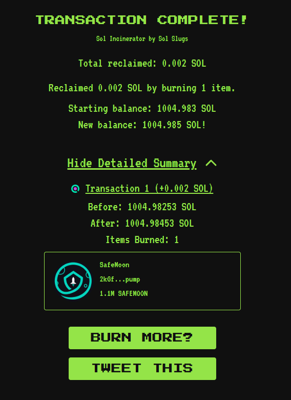 Space was pretty lit, all 2 minutes of it.

I felt like fucking around so just did a 100 SOL Buyback and burn (worth $26,000 at the time).