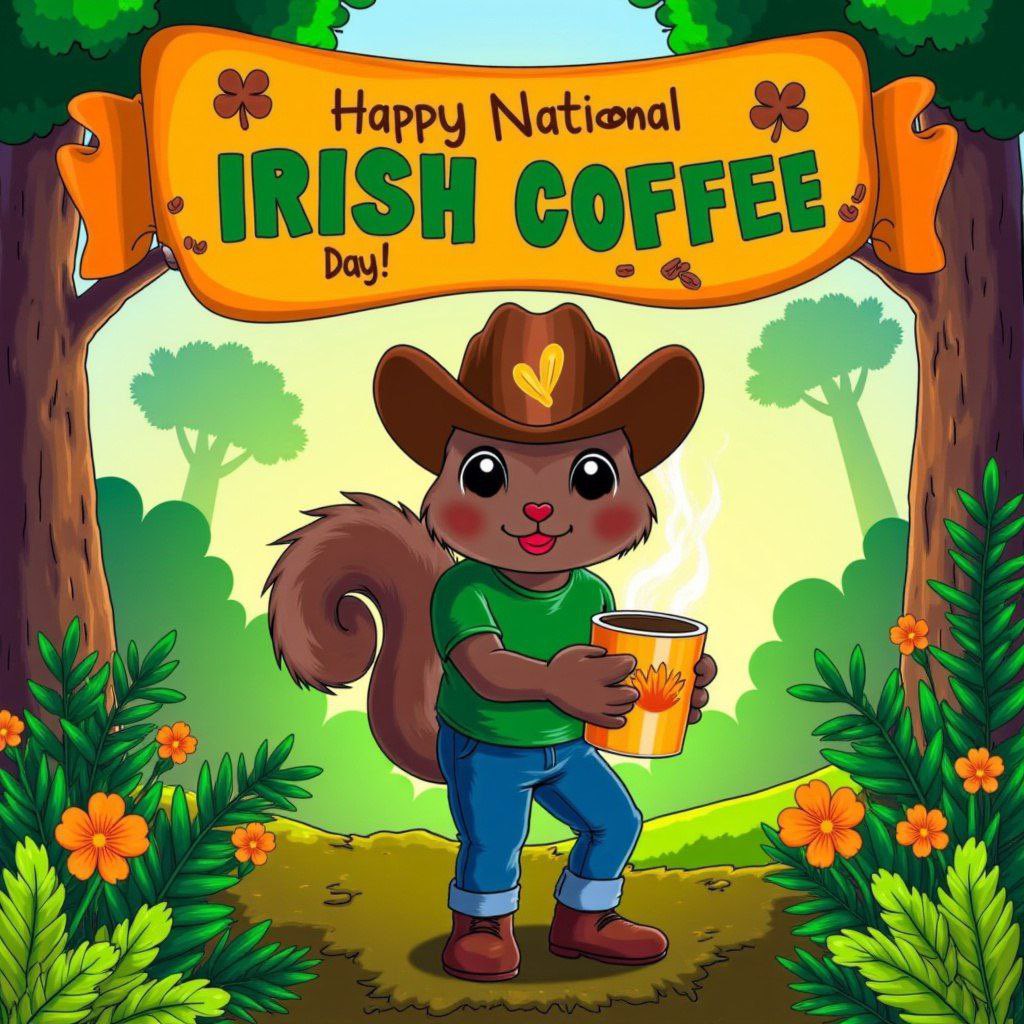 OgPeanut_solana's tweet photo. Goodmorning and good afternoon ☕️

Today the coffee turns green, since it’s national Irish coffee day 🍀 

Enjoy your weekend ☀️🫶🐿️ https://t.co/iSfFALVd6s