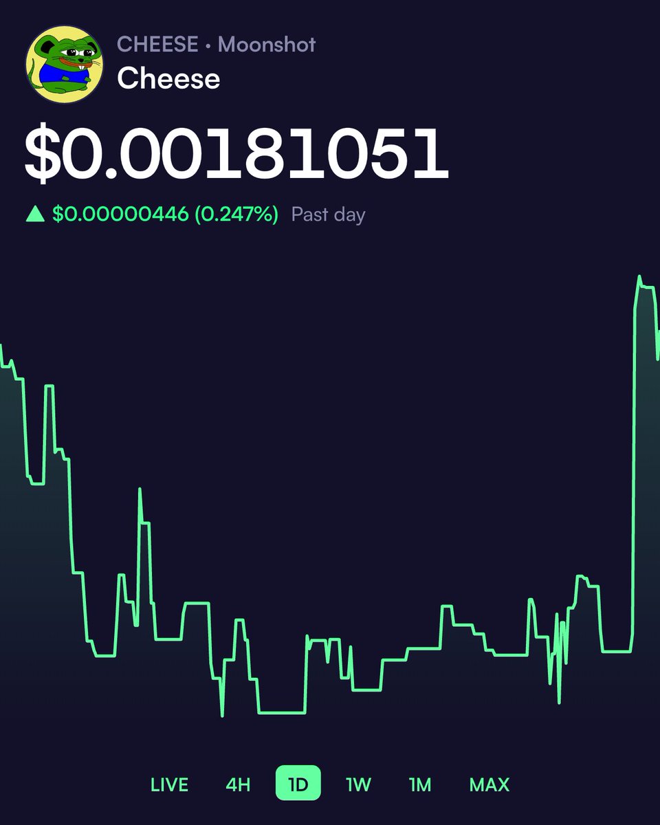 Find us ($cheese/<a href="/CTO_Cheese/">poop posting</a> ) on <a href="/moonshot/">Moonshot</a>. 

Search for B1KrhWbacPi3tpjWqnsbjKQJEkp3RvWppGxNzUYBpump

We're gonna flip the $287 billion global cheese market.