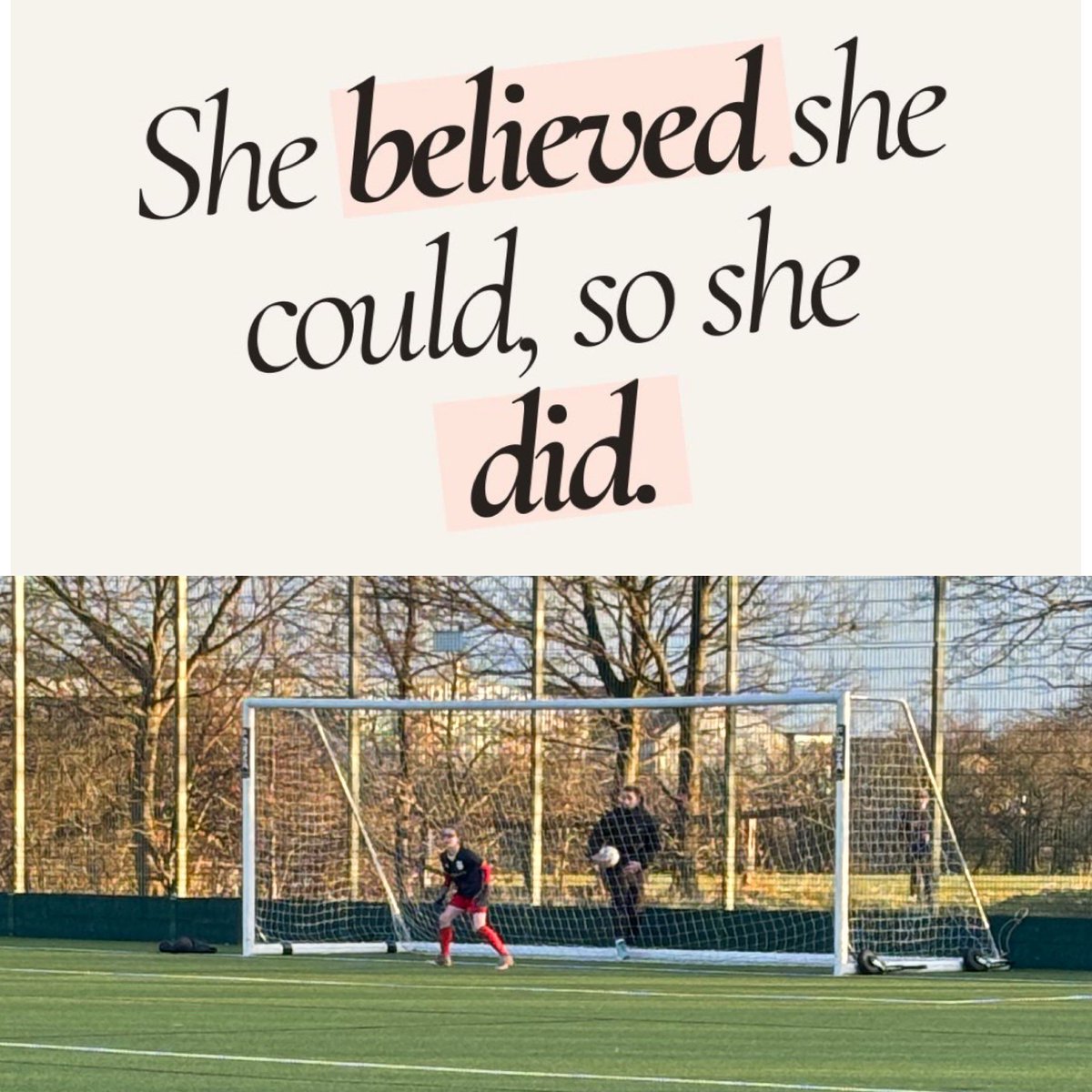 Keeper poorly so up steps the smallest girl on the team and she kept a clean sheet! This will be my motivation for the week ahead!