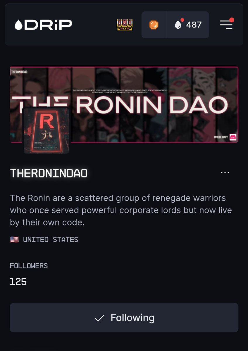 Drippppp🔥
Lets Cooking❤️🚀
We are Ronin⛩️
We are together🚩🤝