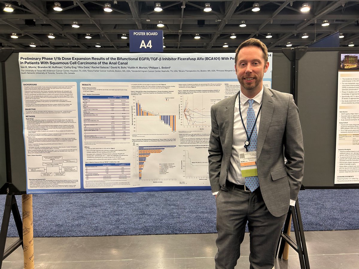Van Morris, MD (@vanmorrismd) on Twitter photo Great data for pts w/ 2+ line met anal cancer for pembrolizumab+ficerafusp alfa (EGFR/TGFb bispecific) -ORR 29% & 41% 12-mo DFS=benefit in liver mets+pCR for exceptional responder ! Exciting signal as combination immuotherapy in anal cancer! <a href="/MDAndersonNews/">MD Anderson Cancer Center</a> #endcancer <a href="/BicaraTx/">Bicara Therapeutics</a> Great data for pts w/ 2+ line met anal cancer for pembrolizumab+ficerafusp alfa (EGFR/TGFb bispecific) -ORR 29% & 41% 12-mo DFS=benefit in liver mets+pCR for exceptional responder ! Exciting signal as combination immuotherapy in anal cancer! <a href="/MDAndersonNews/">MD Anderson Cancer Center</a> #endcancer <a href="/BicaraTx/">Bicara Therapeutics</a>