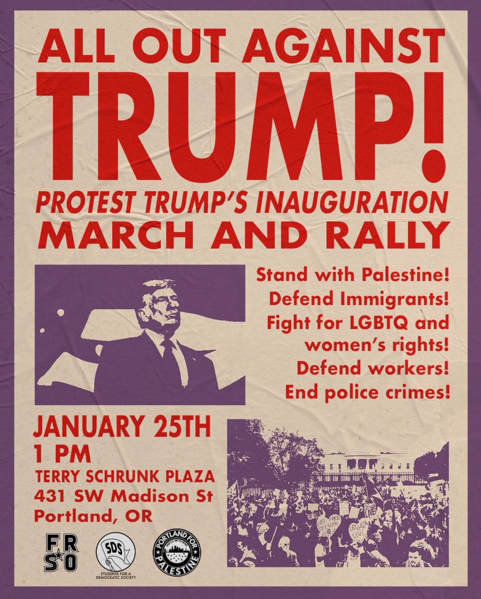 1325: Protesters are gathering at Schrunk Plaza, across from City Hall, for an “all out against Trump” rally and march. Speeches haven’t begun yet. A group of bike cops rides by periodically.