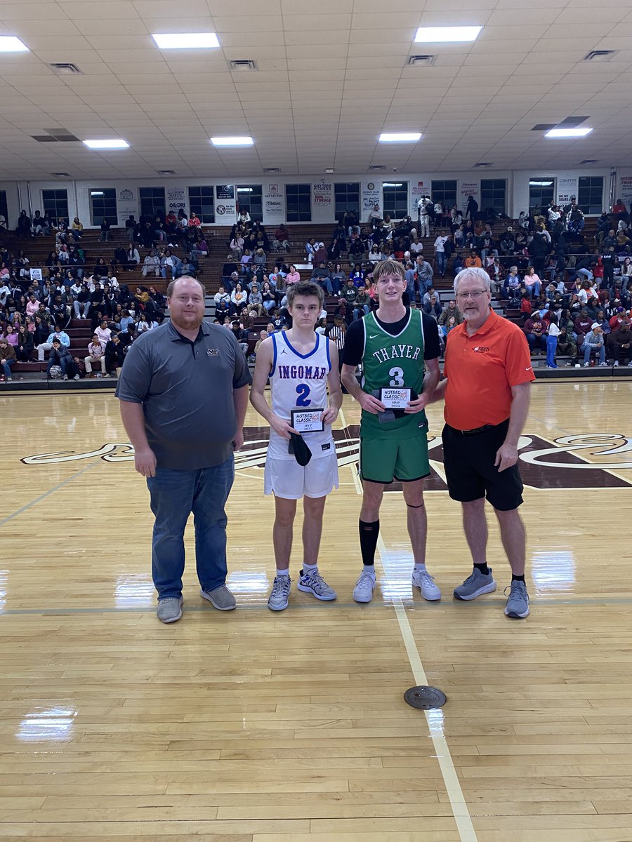 Game 8 Final 
Ingomar 43
Thayer, MO 57

Corporate Sponsor 
Northeast MS Community College 
Game Sponsor 
Weeden Eye Clinic 

POG
2 Cooper Ball - Ingomar 

3 Devin Harrington - Thayer, MO