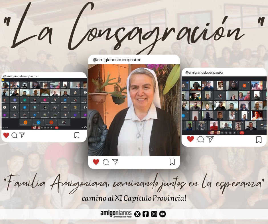 Amigonianobp's tweet photo. Amigonianos de toda la Provincia Buen Pastor se hicieron presentes de manera virtual para continuar haciendo juntos el camino que nos lleva al XI Capítulo Provincial. a Hna. Yolanda Arriaga TC, ha sido la encargada esta vez de guiar el tema de reflexión acerca de la Consagración. https://t.co/DOGYXP7ZkK