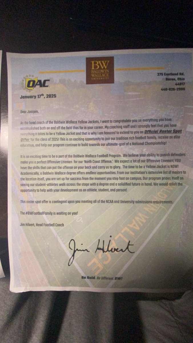 GrayJoaquin06's tweet photo. #AGTG I am blessed to receive an offer from Baldwin Wallace! @BWFootball_ @CoachHilvert @MattBrown_Coach https://t.co/TZYPqskcx8