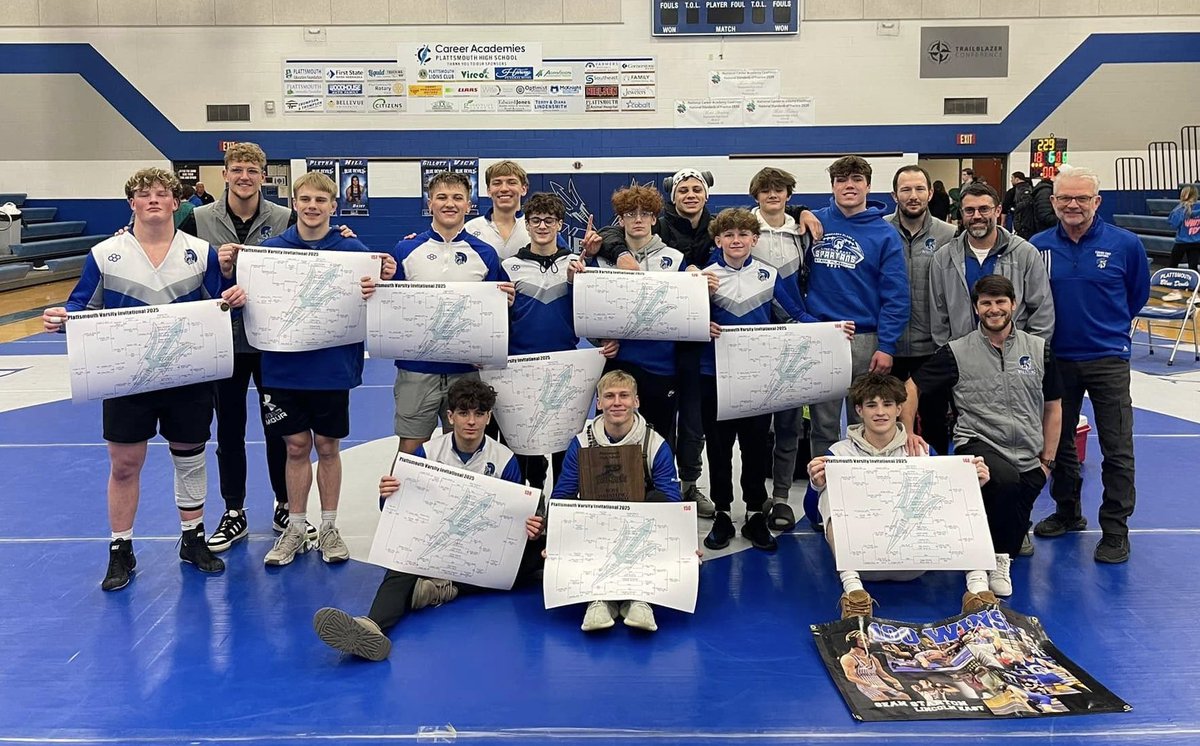 Plattsmouth Invitational Champions. #herecomethespartans

Cayden Engel 🥇
Mathysin Marco 🥇
Leland Sindel 🥇
Noah Ingweresen 🥇
Sean Stanton 🥇
Scottie Meier Jr. 🥇
Ryder Kruse 🥇
Grant Schwerdtfeger 🥇
Colton Tucker 🥇
