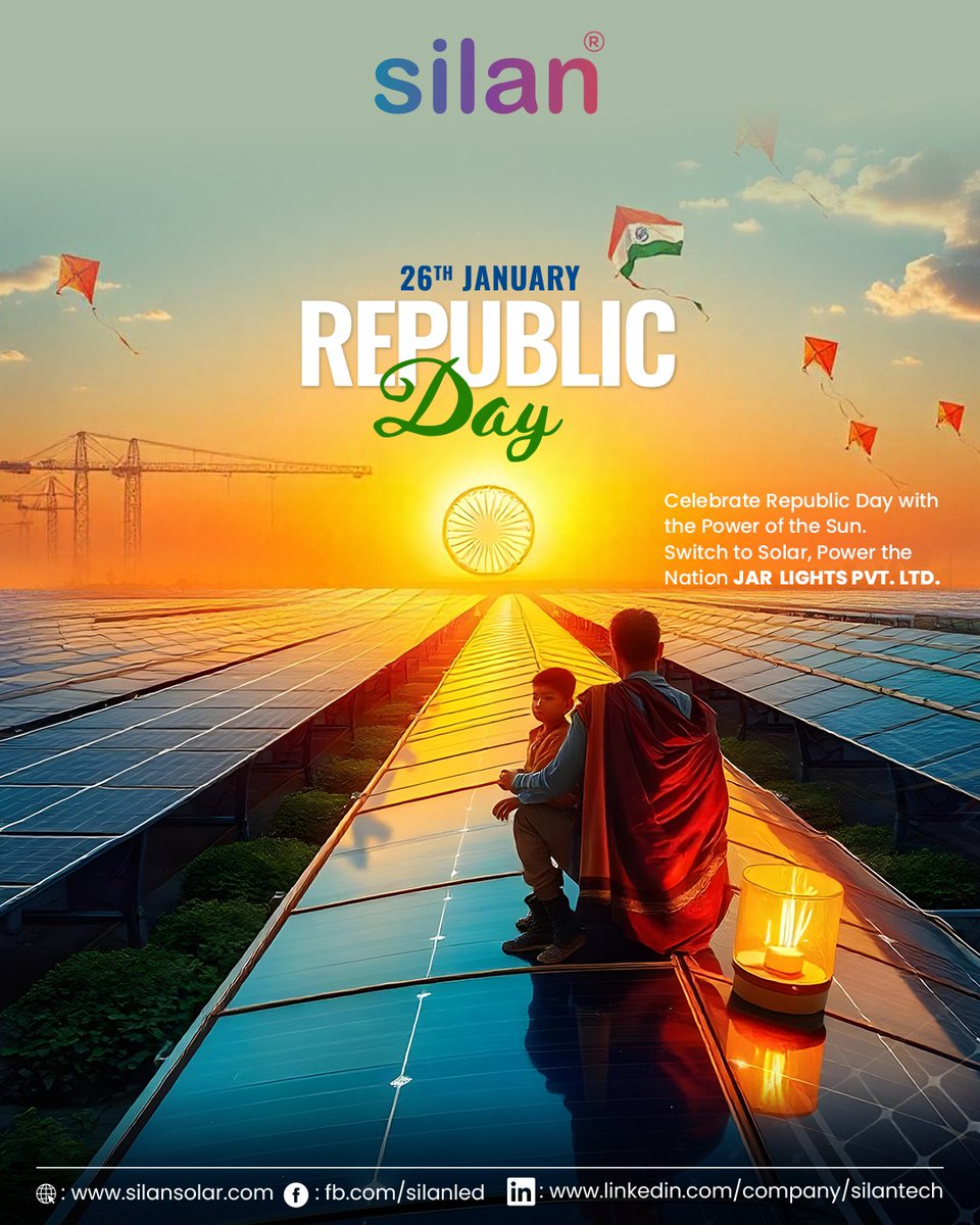 silantech's tweet photo. ✨ Happy Republic Day! ✨
This Republic Day, let’s unite to empower India with innovation, sustainability, and progress. 🌱
At Silan, we’re illuminating the nation with solar power, one step closer to energy independence. Let’s shine brighter together! 🌞
#RepublicDay #Silan https://t.co/KCqrXra1Qd