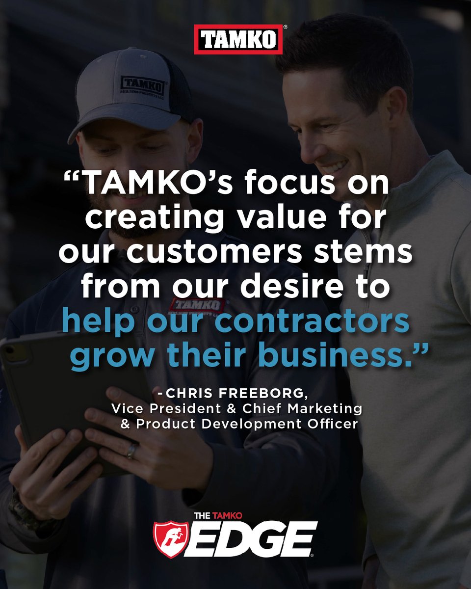 TAMKO_News's tweet image. The TAMKO Edge® Loyalty Program is more than a new initiative—it’s our commitment to your success. Together, we can build stronger businesses and move the roofing industry forward.

Learn more here: tamko.link/40ysjd4

#ContractorSuccess #BuiltToThrive #TeamTAMKO #TAMKO