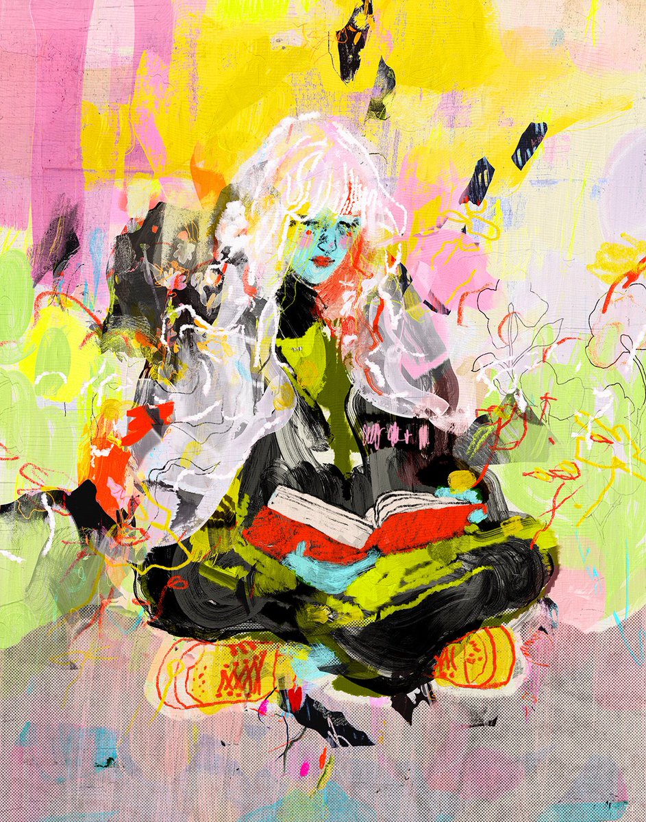 the reader (digital painting, 2025)