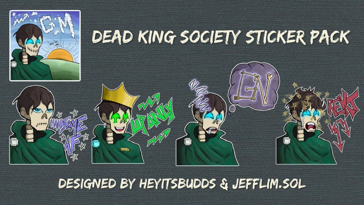 Honored to take part in <a href="/DeadKingSociety/">Dead King Society</a> sticker bounty! For this bounty I worked with <a href="/JeffOpenPacks/">JeffOpenPacks (DKS)</a> &amp; his handsome noble.

Wanted to keep things classic for this bounty and touch on the most common emotions we feel here in crypto.

Remember kings… we are all Handsome AF