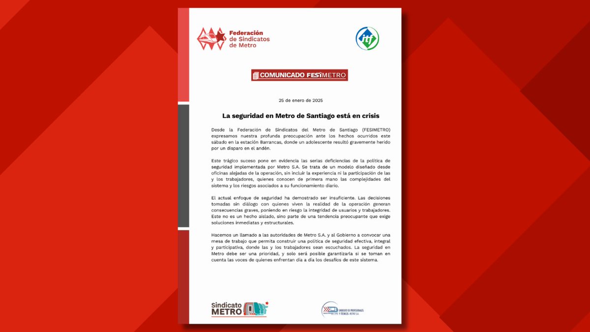 Federación de Sindicatos de Metro tweet media