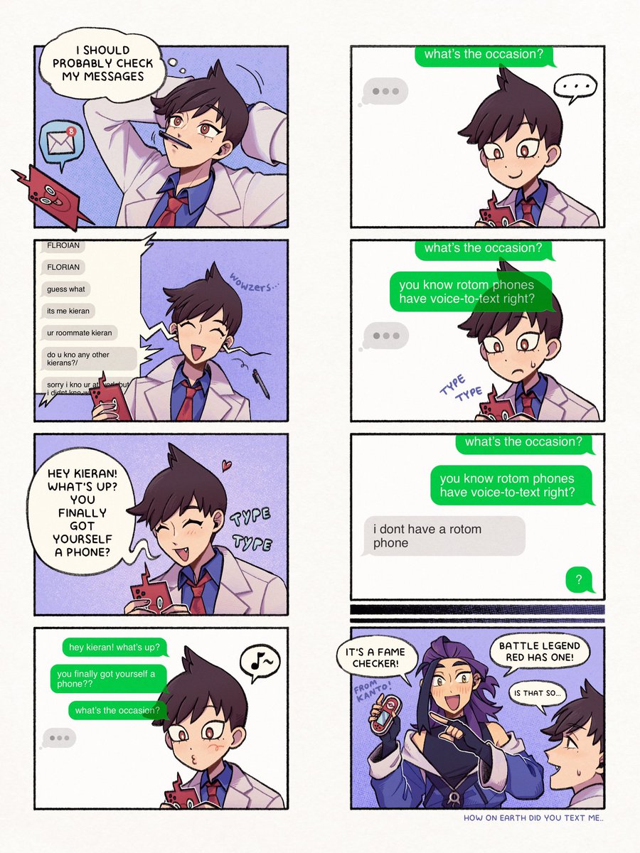 pkmhell's tweet photo. (timeskip au) kieran would be a red fanboy https://t.co/NmaDb1mgQD
