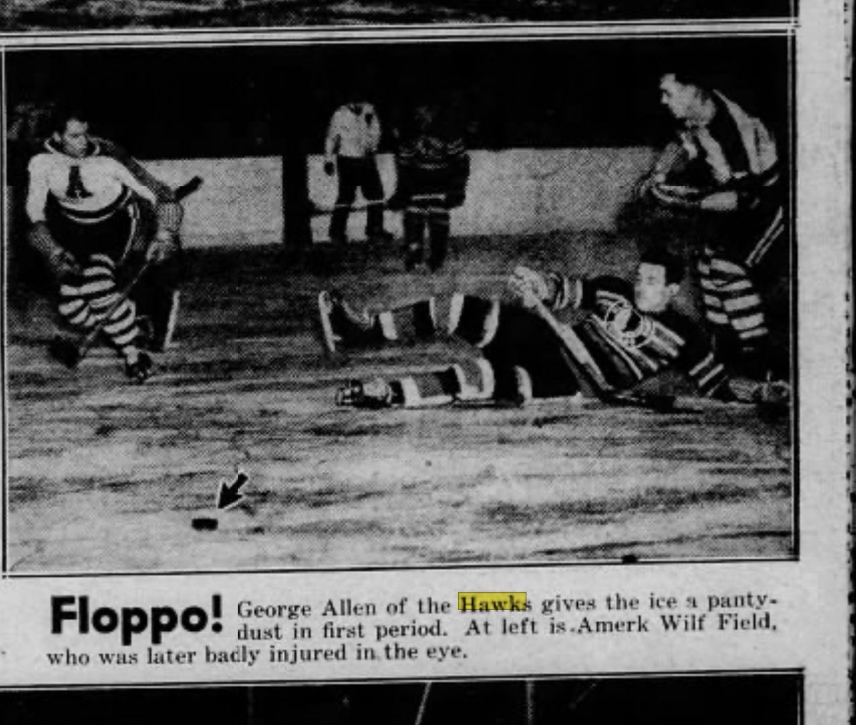 Sulli26's tweet photo. Any photo description including “Floppo!” and “panty-dust” deserves a tweet.  #Blackhawks vs the Brooklyn Americans from the 41-42 season. https://t.co/hPVsj0q4a9