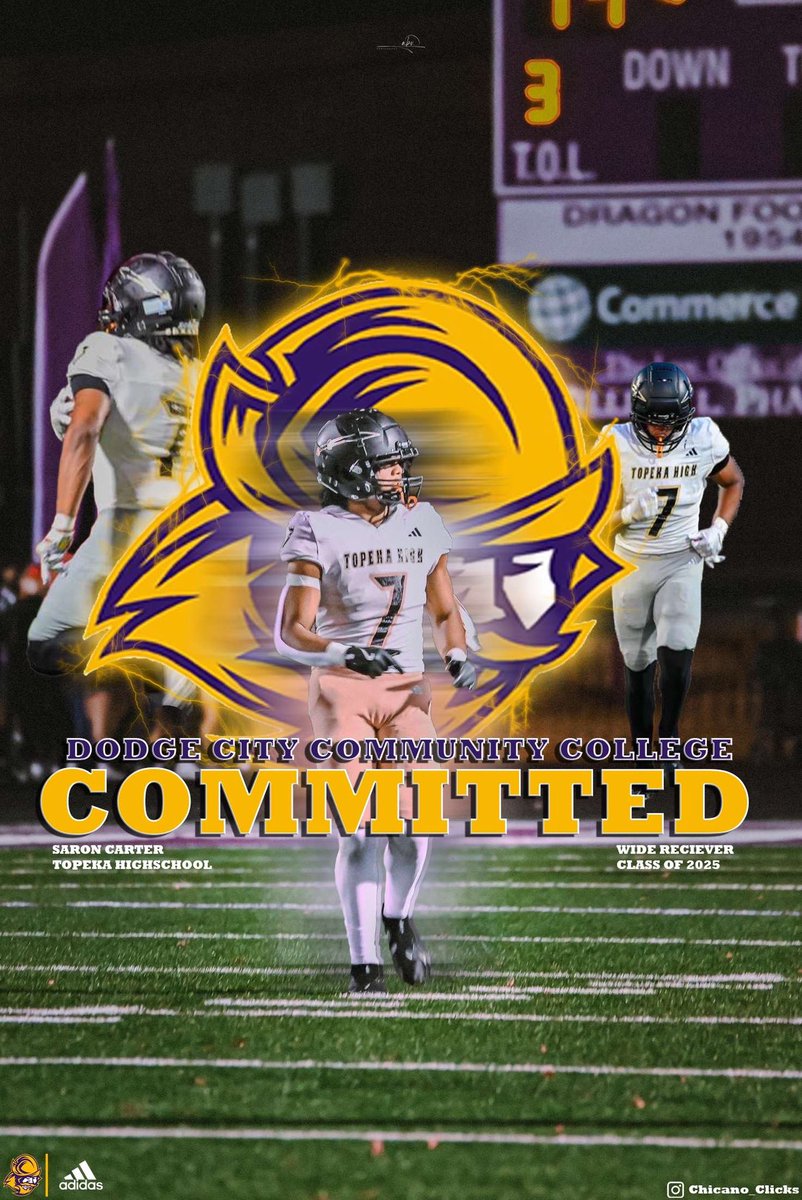 SaronCarter (@saroncarter) on Twitter photo After Great conversation with <a href="/_CoachMcCoy_/">Rico McCoy</a> <a href="/CoachFeaz/">Thomas Feazell</a> I am blessed to be Committing to Dodge City 💜💛 #AGTG #Committed
<a href="/JasonFilbe85144/">Jason Filbeck</a> <a href="/CoachDavenport7/">Calvin Davenport</a>
<a href="/T_HighAthletics/">Topeka High Athletics</a>
<a href="/GoConqsFB/">Dodge City Football</a> After Great conversation with <a href="/_CoachMcCoy_/">Rico McCoy</a> <a href="/CoachFeaz/">Thomas Feazell</a> I am blessed to be Committing to Dodge City 💜💛 #AGTG #Committed
<a href="/JasonFilbe85144/">Jason Filbeck</a> <a href="/CoachDavenport7/">Calvin Davenport</a>
<a href="/T_HighAthletics/">Topeka High Athletics</a>
<a href="/GoConqsFB/">Dodge City Football</a>