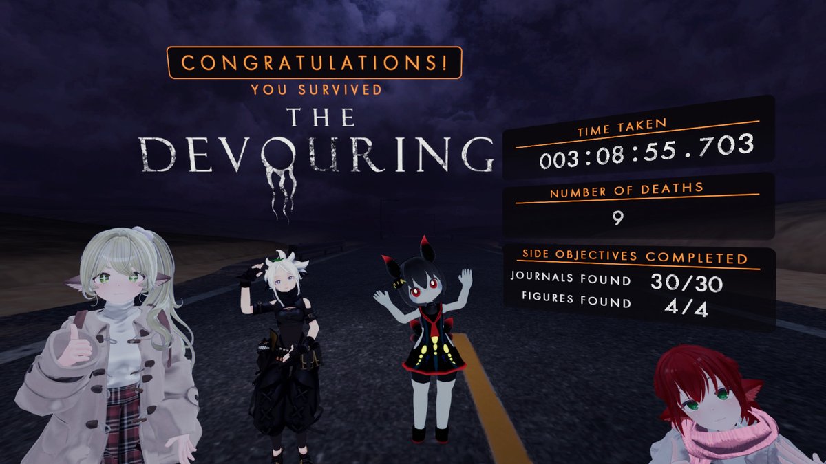 NexGenDriven's tweet photo. THE DEVOURING、ほっけ[@VRC_hokke] さんに案内頂き初めてクリアしました！
途中でインスタンス立て直しが入ったのでトータル7時間近く。
猛烈な大ボリュームで凄かった…ホラワで体調を崩したのは初めて。
2月にサポートが終了するSDK2のワールドなので壊れる前に是非体験を。
#TheDevouringVR https://t.co/2q3OOidawF