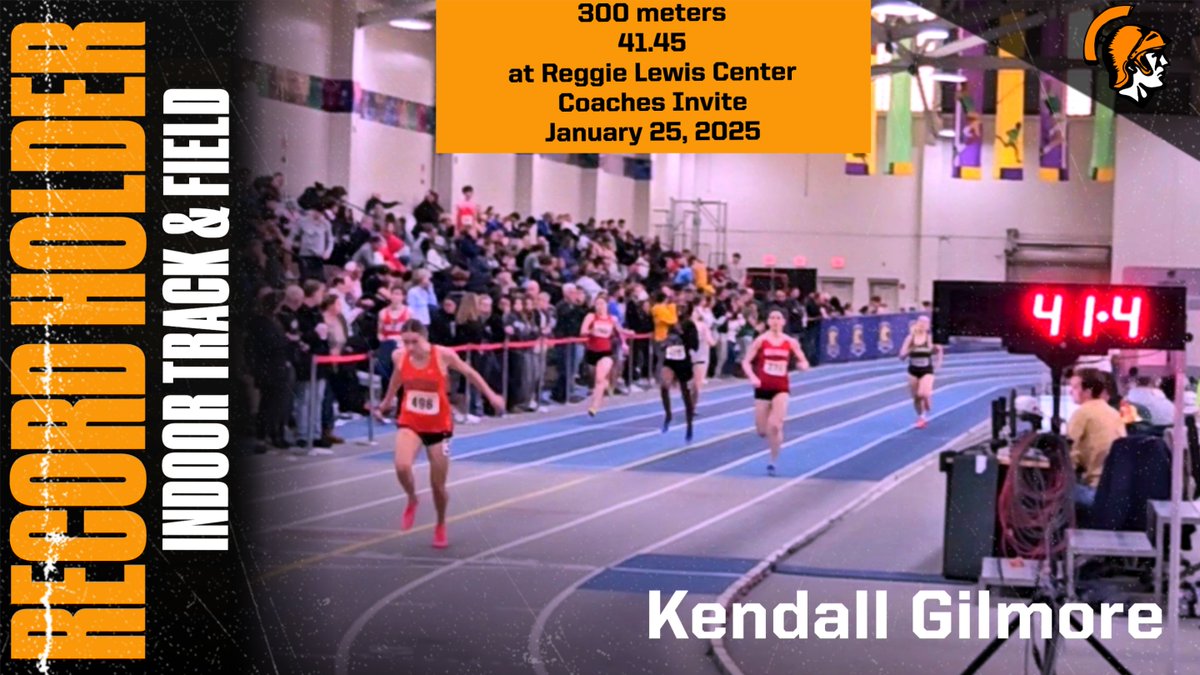 RECORD ALERT: Congrats to Kendall Gilmore who now holds the Uxbridge Indoor Track &amp; Field 300m record! She breaks Samantha Copland's record that has held since 2010. #SpartanPride