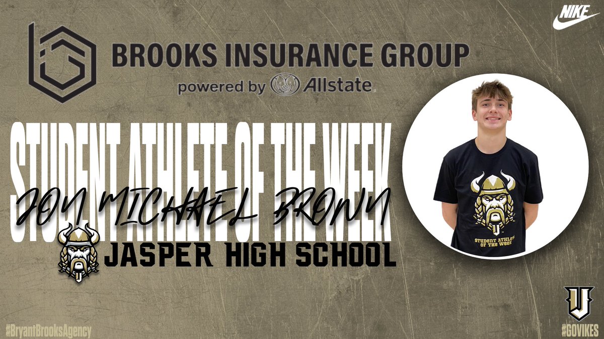 jaspervikes's tweet photo. Congratulations to @JaspervikesBB Senior Guard Jon Michael Brown for being named the Brooks Insurance Group Student Athlete of the Week! #BryantBrooksAgency #BrooksInsuranceGroup #GoVikes https://t.co/tGsdpocF1n