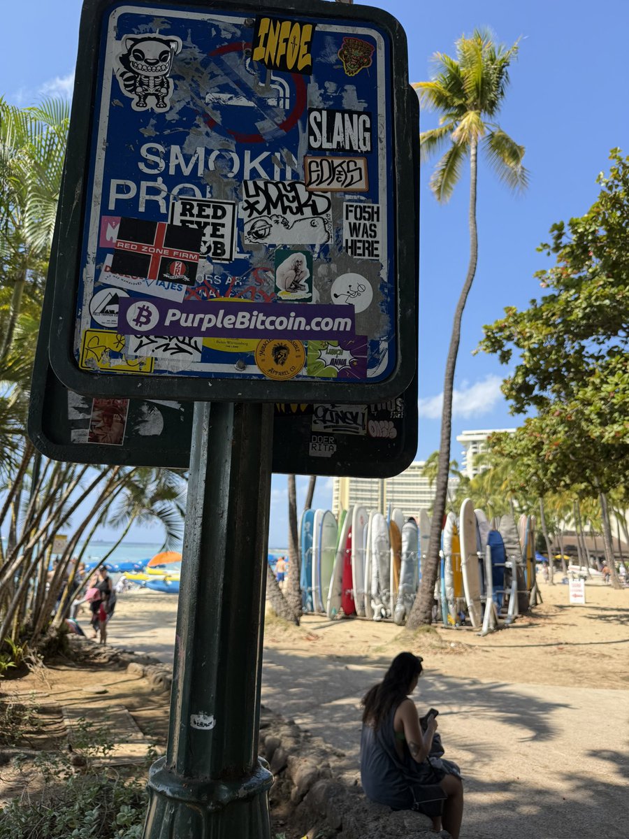 purplebitcoins's tweet photo. Spotted: a Purple Bitcoin sticker at Duke Kahanamoku Beach. Purple Bitcoin and Solana making waves where legends are made 🌊🏄 #Bitcoin #Solana #DukeKahanamoko #BitcoinSticker #Blockchain #CryptoTrading #SolanaCommunity #Web3 #PurpleBitcoin https://t.co/b2uMAIFMCa
