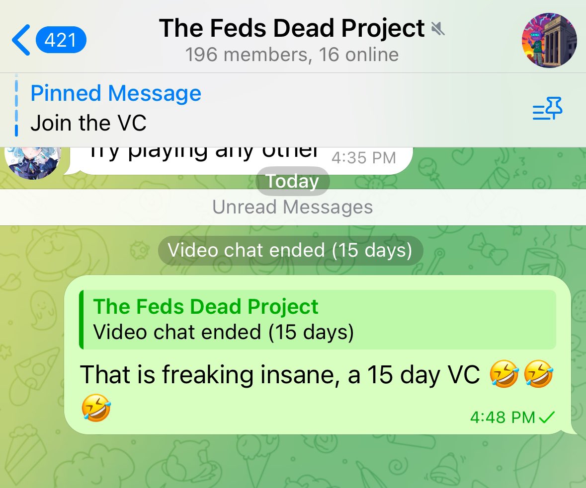 TheFedsDead's tweet photo. 15 days VC https://t.co/KhR9uiTPlD