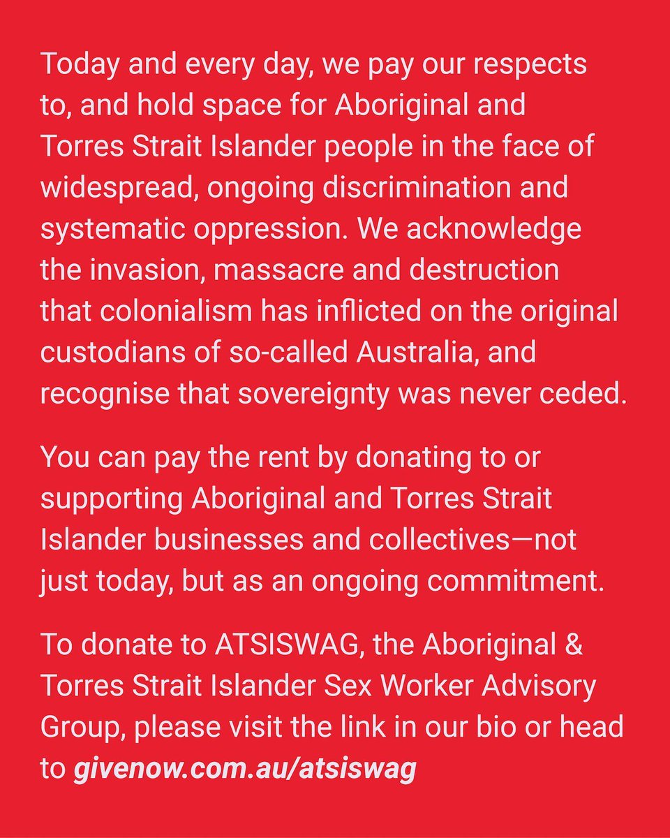 Today and every day, we pay our respects to, and hold space for Aboriginal and Torres Strait Islander people in the face of widespread, ongoing discrimination and systematic oppression. To donate to ATSISWAG, head to: bit.ly/42bfXIq