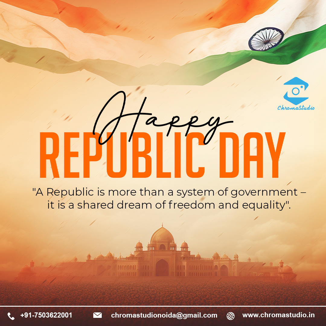 ChromaStudio62's tweet photo. On this Republic Day, let's remember the values that unite us: freedom, equality, and justice for all. 
Jai Hind!  
#RepublicDay2025 #IndianConstitution #chromastudio https://t.co/O0Uzyp5EyF