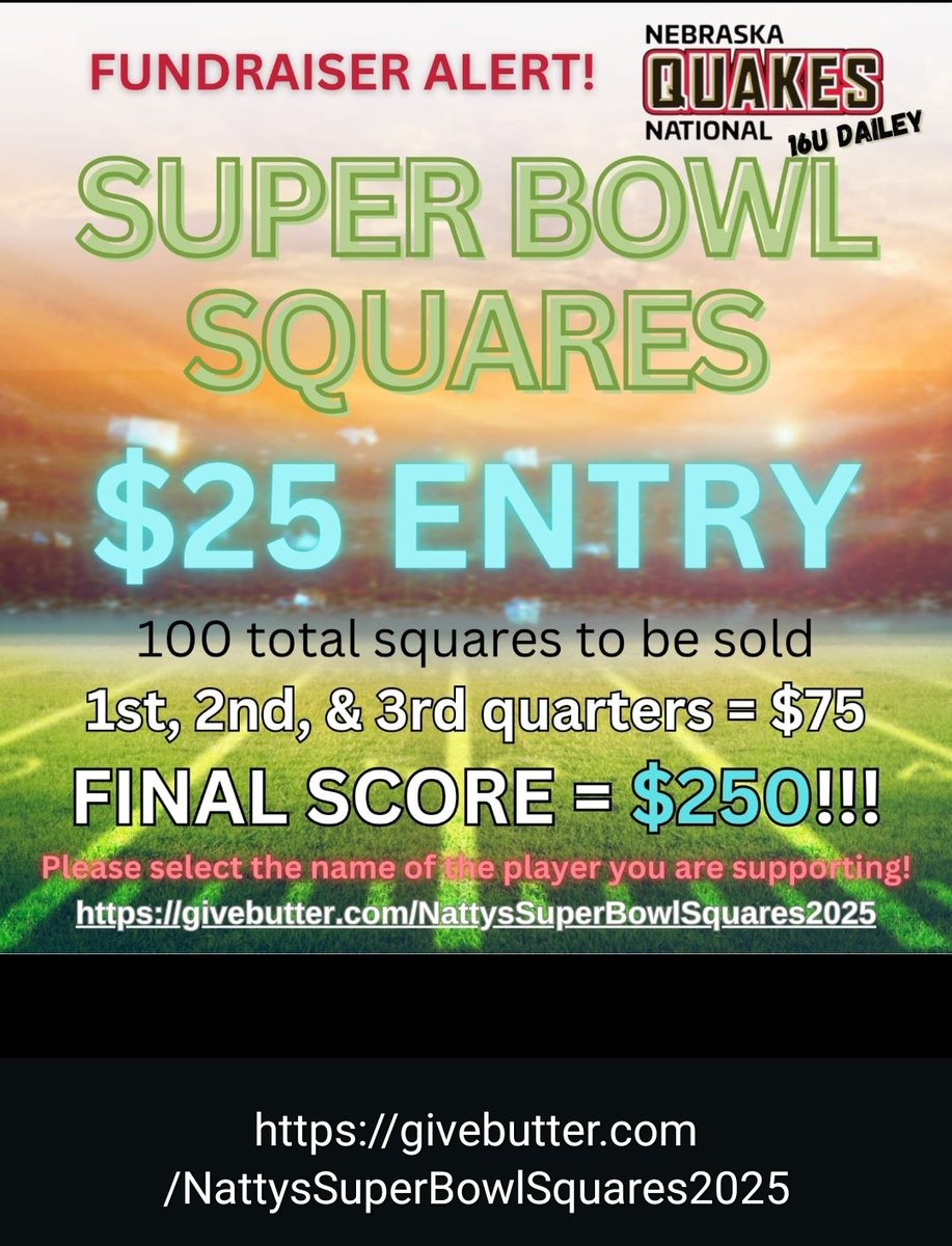 QuakesDailey's tweet image. Join me in raising money for Nebraska Quakes National 16U Dailey Softball Team! via @givebutter givebutter.com/NattysSuperBow… 

@NEQuakesSB