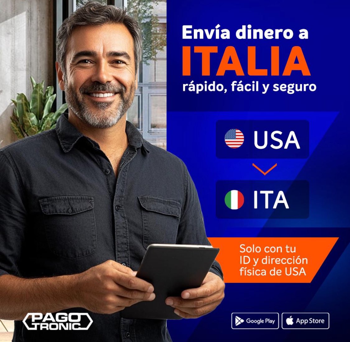 pagotronic1's tweet photo. Envía dinero desde USA a Italia y otros países de Europa sin preocupaciones 👉 💻📱💸

📝 Regístrate https://t.co/YrWkzVNAC7 
💳 Recarga, 
📤 ¡Envía ya! 

Más información en https://t.co/8kL8Vkym7Q

Descarga aquí 👇
APPLE https://t.co/8JUeOjVJJ3
ANDROID https://t.co/1jmFyhRoD9 https://t.co/uGVuh37uMO