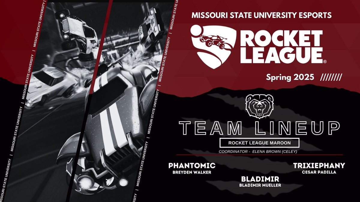 Continuing on with Bear’s Weekend, please welcome our two Rocket League teams for the semester, White and Maroon! They’ll be competing Thursday nights in NECC! ⚽️ 🚙 💥