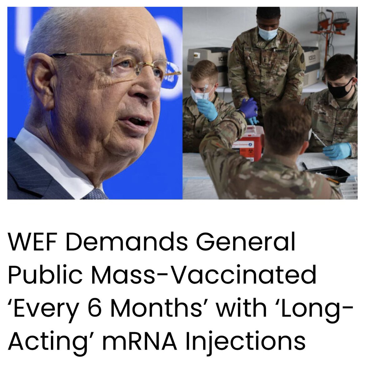 toobaffled's tweet image. Members of the World Economic Forum (WEF) have unveiled plans for permanently mass-vaccinating the general public “every six months” with “long-acting” mRNA “vaccines” as part of an alleged effort to supposedly tackle multiple diseases.

During panel discussions at this week’s