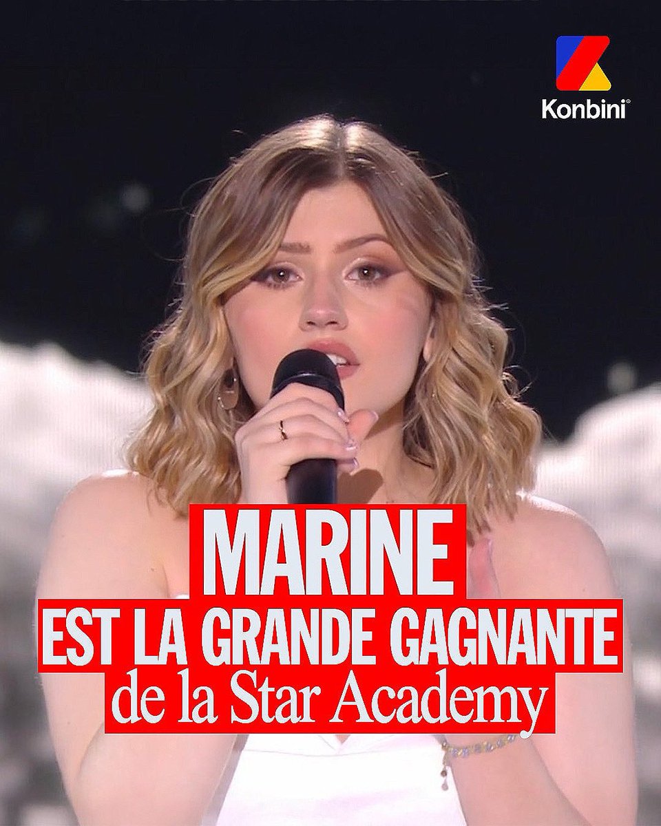 KonbiniFr's tweet photo. Avec 65,35% des suffrages, Marine remporte la Star Academy et la garantie d'enregistrer un album.  ✨ https://t.co/cO6dBLwHF5