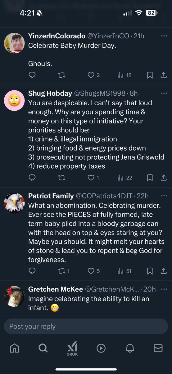 MaxwellBrooks's tweet photo. When your tone deaf liberal celebration of abortion misses the mark with Colorado voters. #coleg https://t.co/VXPzoUN6nR