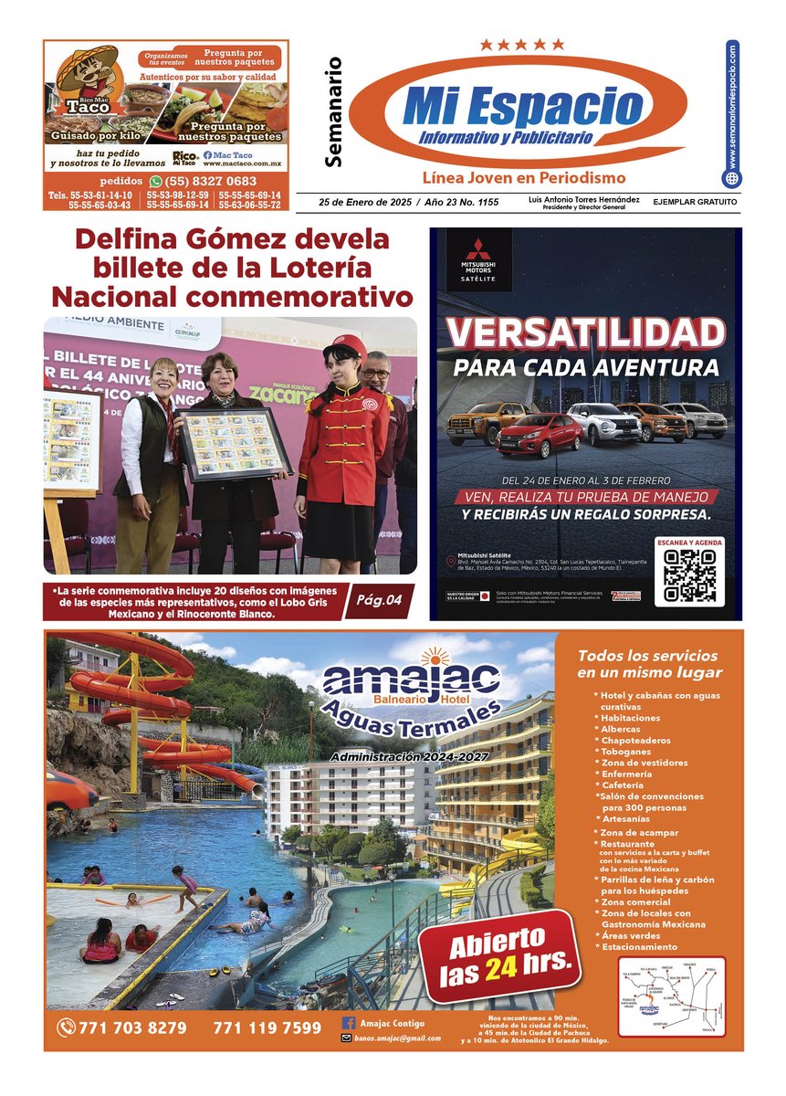 Miespacioinfo's tweet image. #MiEspacioInforma 
#ediciondigital 1155 25 Enero 2025
Les compartimos la liga de nuestra página , aquí podrás descargar la edición en #PDFF con lo más relevante en noticias de tus #Municipios y la #publicidad #AgradecemosSuPreferencia @Edomex 
semanariomiespacio.com/ediciones/edic…