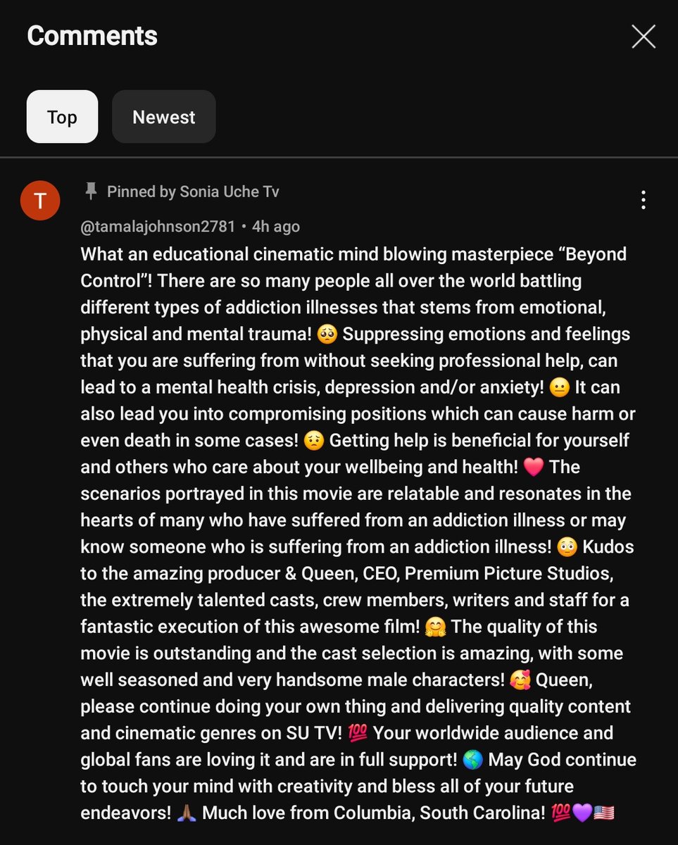soniauche25's tweet photo. This comment!!
#BeyondControl is showing on Sonia Uche Tv. Please go watch it now🙏 
 https://t.co/wyAMdLbiJA https://t.co/vT4jhtfKji