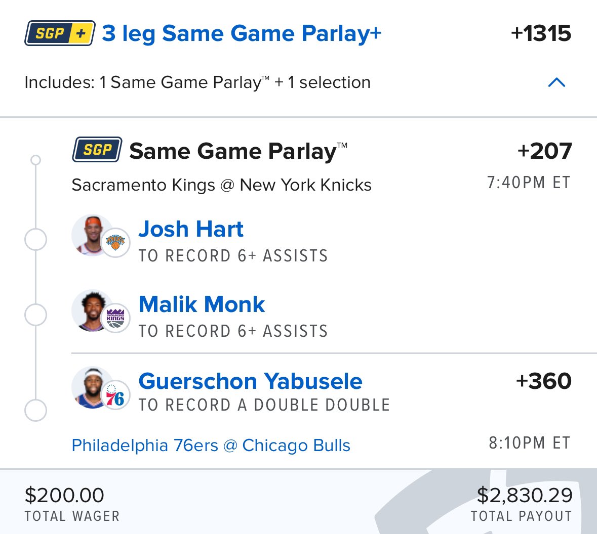 whiffboard's tweet photo. Art is subjective, but this? This is pure beauty 🏀✨

Josh Hart 6+ Assists
Malik Monk 6+ Assists
Guerschon Yabusele Double-Double 

Let’s lock it in! #SameGameParlay #NBA #NBABets https://t.co/gzx48Mf86U