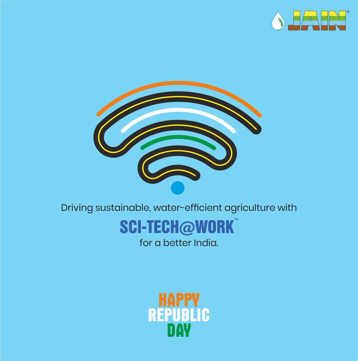 JainIrrigation's tweet image. On Republic Day, Jain Irrigation celebrates the power of Sci-Tech innovations, driving sustainable farming practices and water-efficient agriculture for a thriving, greener India 🇮🇳 💚

Together, we grow a better tomorrow! 🌱 

#SustainableFarming #WaterEfficiency #JainIrrigation