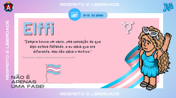 rhabblet's tweet photo. "Sempre houve um vazio, uma sensação de que algo estava faltando [...]" 🏳️‍⚧️

Em parceria com a @agenciadidas, Elffi, uma mulher transgênero, contará um pouco da sua história e trajetória em nosso site! https://t.co/VbQOtJkIED