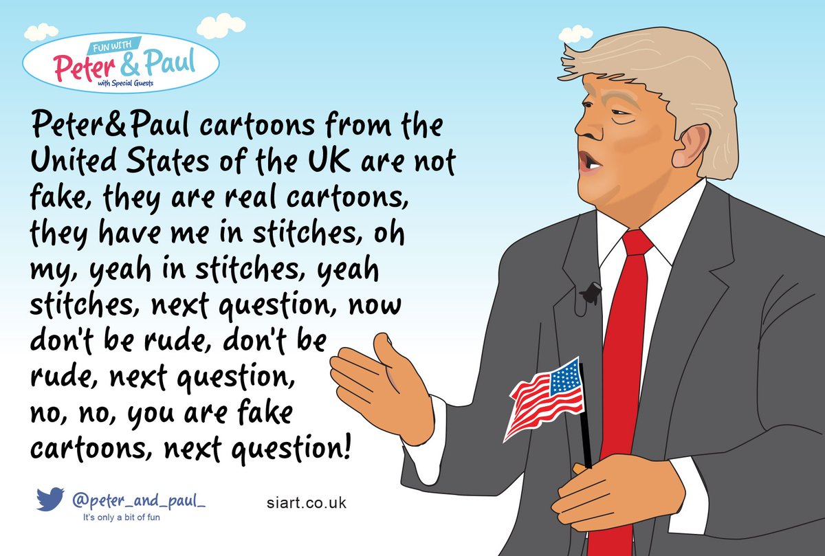 peter_and_paul_ (@peter_and_paul_) on Twitter photo We'll try and do better, work in progress. <a href="/realDonaldTrump/">Donald J. Trump</a> It's only a bit of fun! #peace We'll try and do better, work in progress. <a href="/realDonaldTrump/">Donald J. Trump</a> It's only a bit of fun! #peace